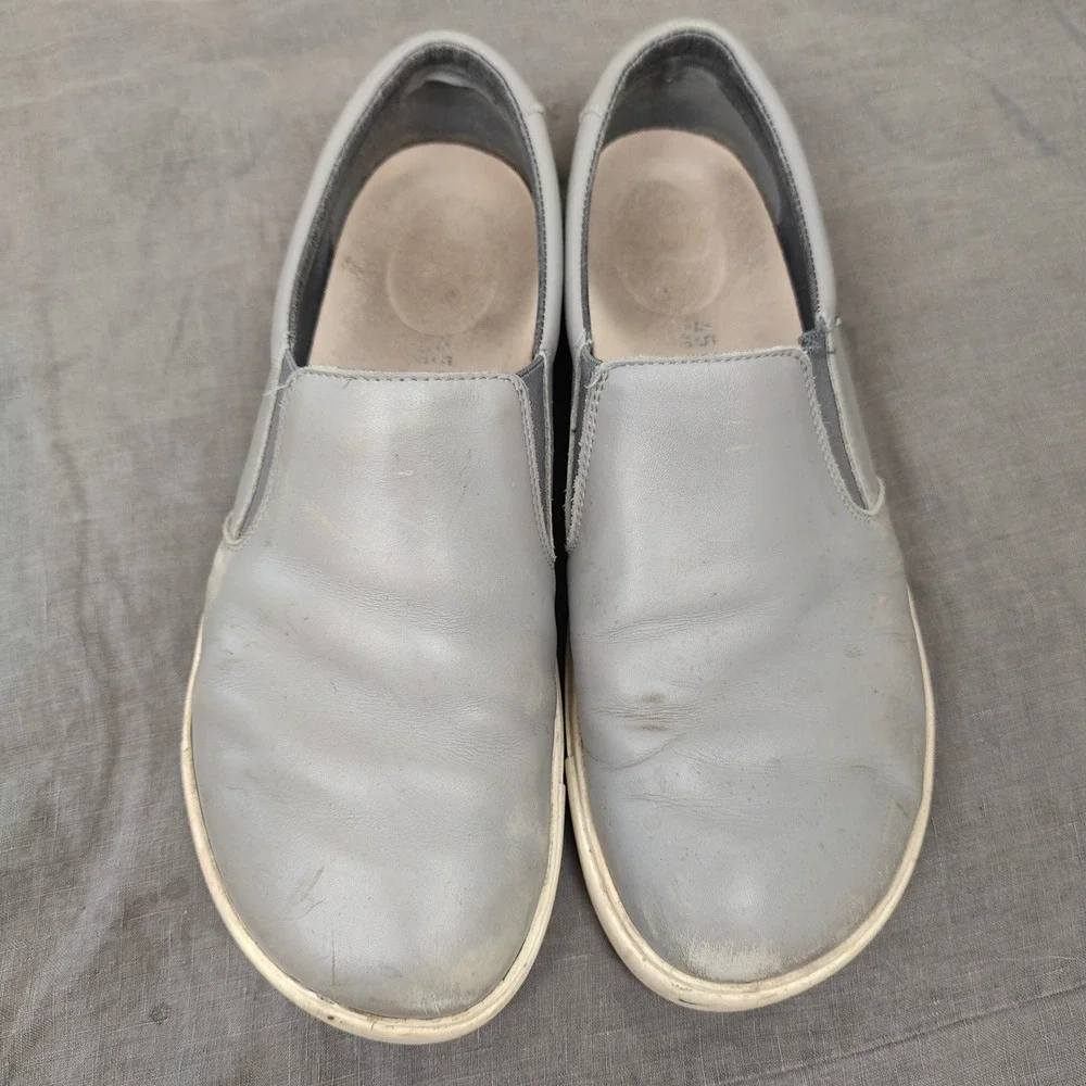 Birkenstock Oswego Slip-On Sneakers Mens 12 45‎ Gray Leather Shoes Comfort